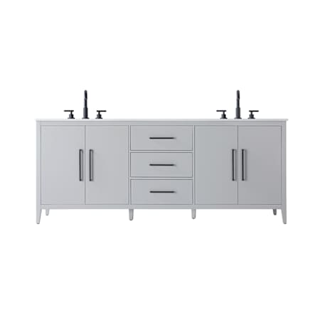 Elegant Lighting Millie 84" Free Standing Double Basin Vanity Set with Cabinet and Engineered Stone Vanity Top Gray