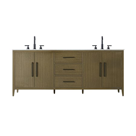 Elegant Lighting Millie 84" Free Standing Double Basin Vanity Set with Cabinet and Engineered Stone Vanity Top Chestnut Brown
