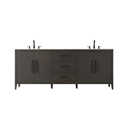 Elegant Lighting Millie 84" Free Standing Double Basin Vanity Set with Cabinet and Engineered Stone Vanity Top Mocha Brown