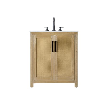 Elegant Lighting Alina 30" Free Standing Single Basin Vanity Set with Cabinet and Engineered Stone Vanity Top Linen Oak