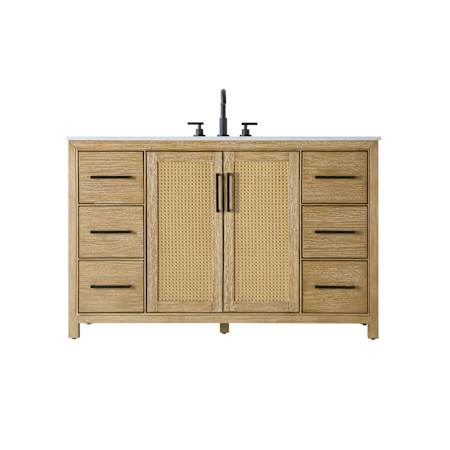 Elegant Lighting Alina 54" Free Standing Single Basin Vanity Set with Cabinet and Engineered Stone Vanity Top Linen Oak