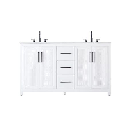 Elegant Lighting Alina 60" Free Standing Double Basin Vanity Set with Cabinet and Engineered Stone Vanity Top White