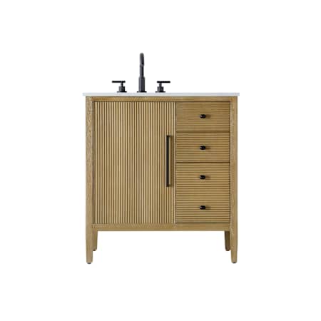 Elegant Lighting Blakely 32" Free Standing Single Basin Vanity Set with Cabinet and Engineered Stone Vanity Top Linen Oak