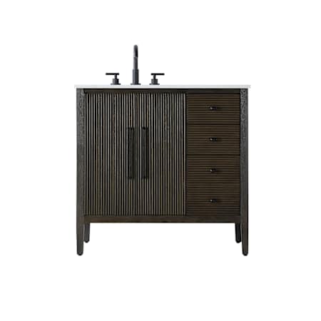 Elegant Lighting Blakely 36" Free Standing Single Basin Vanity Set with Cabinet and Engineered Stone Vanity Top Chocolate Oak
