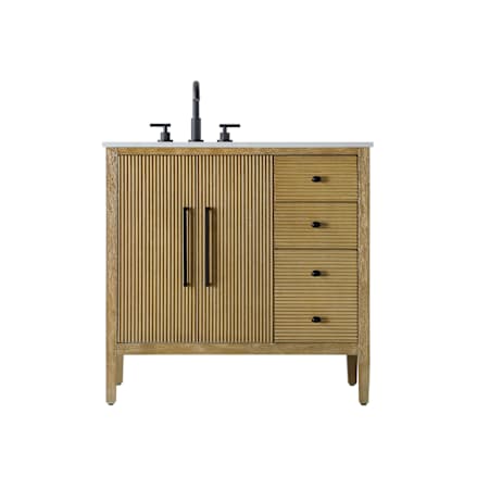 Elegant Lighting Blakely 36" Free Standing Single Basin Vanity Set with Cabinet and Engineered Stone Vanity Top Linen Oak