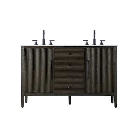 Elegant Lighting Blakely 54" Free Standing Double Basin Vanity Set with Cabinet and Engineered Stone Vanity Top Chocolate Oak