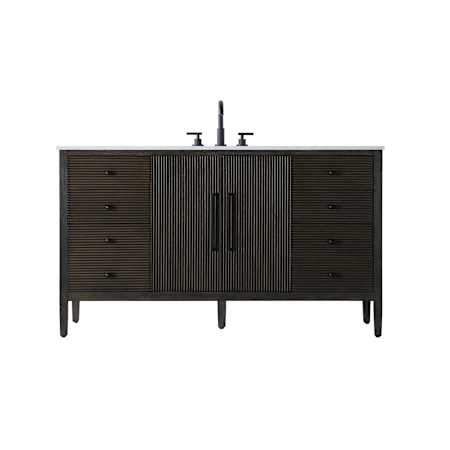 Elegant Lighting Blakely 60" Free Standing Single Basin Vanity Set with Cabinet and Engineered Stone Vanity Top Chocolate Oak