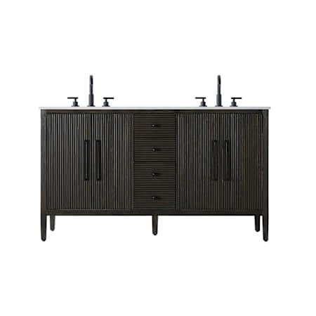 Elegant Lighting Blakely 60" Free Standing Double Basin Vanity Set with Cabinet and Engineered Stone Vanity Top Chocolate Oak