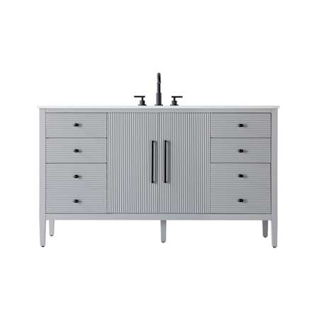 Elegant Lighting Blakely 60" Free Standing Single Basin Vanity Set with Cabinet and Engineered Stone Vanity Top Gray