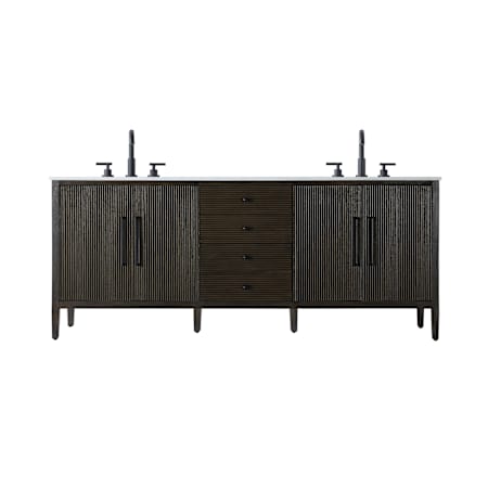 Elegant Lighting Blakely 84" Free Standing Double Basin Vanity Set with Cabinet and Engineered Stone Vanity Top Chocolate Oak