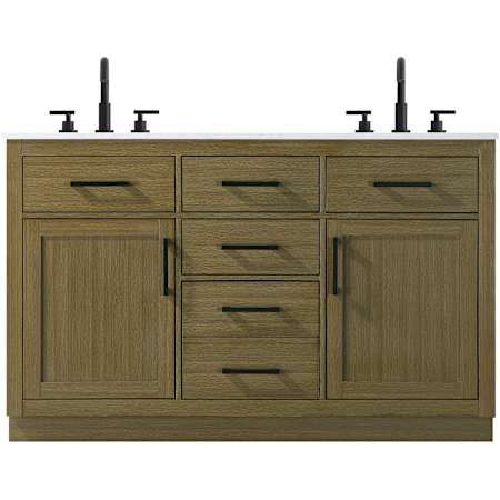 Elegant Lighting Alden 54" Free Standing Double Basin Vanity Set with Cabinet and Engineered Marble Vanity Top Chestnut Brown