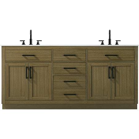 Elegant Lighting Alden 72" Free Standing Double Basin Vanity Set with Cabinet and Engineered Marble Vanity Top Chestnut Brown