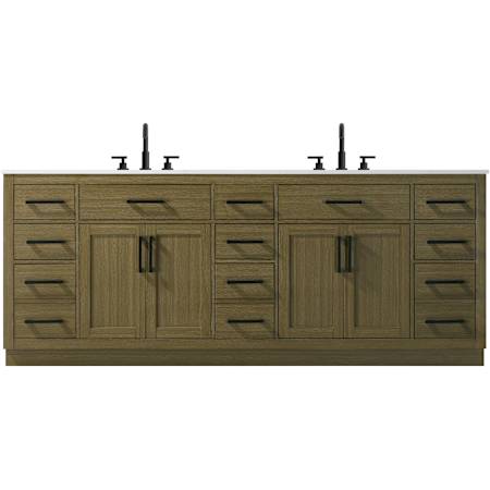 Elegant Lighting Alden 84" Free Standing Double Basin Vanity Set with Cabinet and Engineered Marble Vanity Top Chestnut Brown