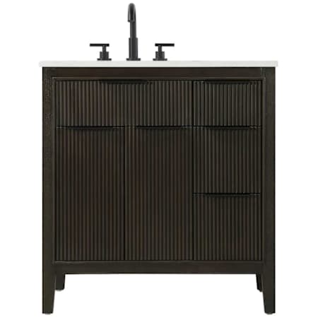 Elegant Lighting Langston 32" Free Standing Single Basin Vanity Set with Cabinet and Engineered Stone Vanity Top Chocolate Oak