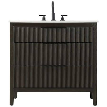 Elegant Lighting Langston 36" Free Standing Single Basin Vanity Set with Cabinet and Engineered Stone Vanity Top Chocolate Oak