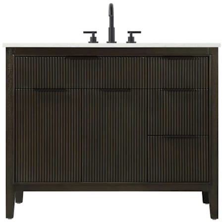 Elegant Lighting Langston 42" Free Standing Single Basin Vanity Set with Cabinet and Engineered Stone Vanity Top Chocolate Oak
