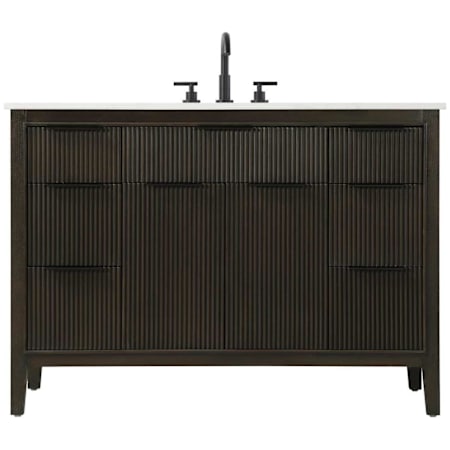 Elegant Lighting Langston 48" Free Standing Single Basin Vanity Set with Cabinet and Engineered Stone Vanity Top Chocolate Oak