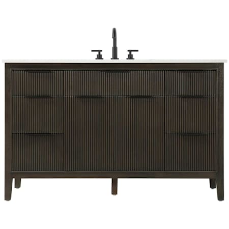 Elegant Lighting Langston 54" Free Standing Single Basin Vanity Set with Cabinet and Engineered Stone Vanity Top Chocolate Oak