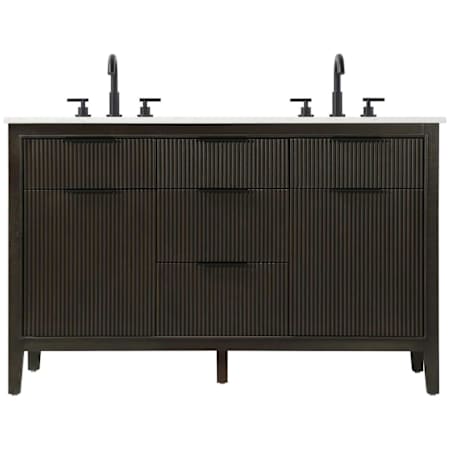 Elegant Lighting Langston 54" Free Standing Double Basin Vanity Set with Cabinet and Engineered Stone Vanity Top Chocolate Oak