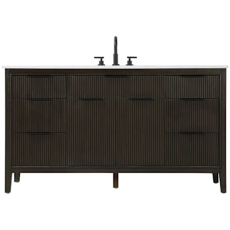 Elegant Lighting Langston 60" Free Standing Single Basin Vanity Set with Cabinet and Engineered Stone Vanity Top Chocolate Oak