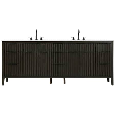 Elegant Lighting Langston 84" Free Standing Double Basin Vanity Set with Cabinet and Engineered Stone Vanity Top Chocolate Oak