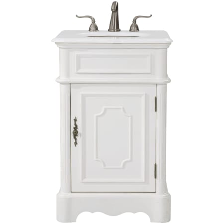 Elegant Lighting Retro 21" Free Standing Single Basin Vanity Set with Cabinet and Quartz Vanity Top Antique White