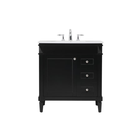 Elegant Lighting Bennett 32" Free Standing Single Basin Vanity Set with Cabinet and Engineered Marble Vanity Top Black