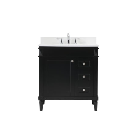 Elegant Lighting Bennett 32" Free Standing Single Basin Vanity Set with Cabinet, Engineered Marble Vanity Top, and Backsplash Black