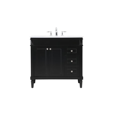 Elegant Lighting Bennett 36" Free Standing Single Basin Vanity Set with Cabinet and Engineered Marble Vanity Top Black