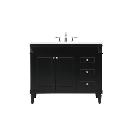 Elegant Lighting Bennett 42" Free Standing Single Basin Vanity Set with Cabinet and Engineered Marble Vanity Top Black