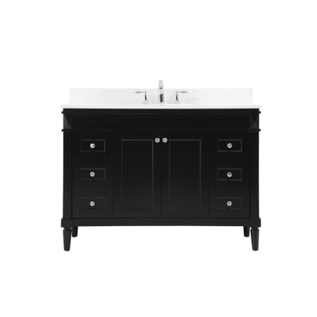 Elegant Lighting Bennett 48" Free Standing Single Basin Vanity Set with Cabinet, Engineered Marble Vanity Top, and Backsplash Black