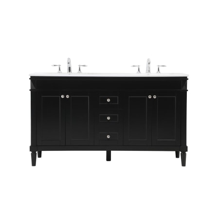 Elegant Lighting Bennett 60" Free Standing Double Basin Vanity Set with Cabinet and Engineered Marble Vanity Top Black