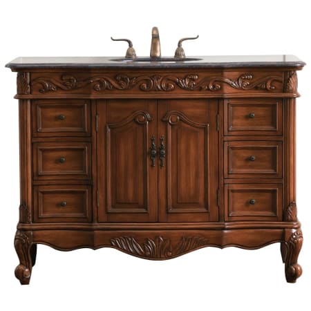 Elegant Lighting Oakland 48" Free Standing Single Basin Vanity Set with Cabinet and Marble Vanity Top Teak