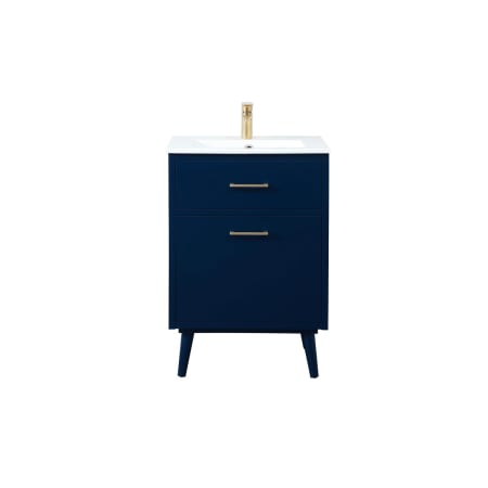 Elegant Lighting Boise 24" Free Standing Single Basin Vanity Set with Cabinet and Resin Vanity Top Blue