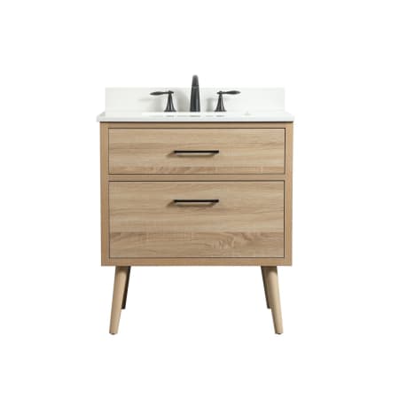 Elegant Lighting Boise 30" Free Standing Single Basin Vanity Set with Cabinet, Engineered Marble Vanity Top, and Backsplash Mango Wood