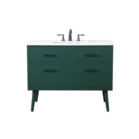 Elegant Lighting Boise 42" Free Standing Single Basin Vanity Set with Cabinet and Engineered Marble Vanity Top Green
