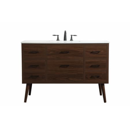Elegant Lighting Boise 48" Free Standing Single Basin Vanity Set with Cabinet and Engineered Marble Vanity Top Walnut