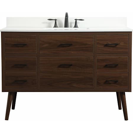 Elegant Lighting Boise 48" Free Standing Single Basin Vanity Set with Cabinet and Engineered Stone Vanity Top Walnut