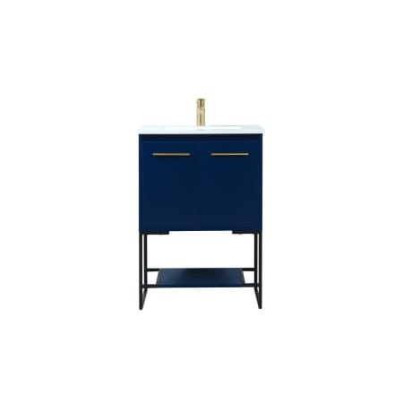 Elegant Lighting Sloane 24" Free Standing Single Basin Vanity Set with Cabinet and Engineered Marble Vanity Top Blue