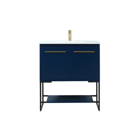 Elegant Lighting Sloane 30" Free Standing Single Basin Vanity Set with Cabinet and Engineered Marble Vanity Top Blue