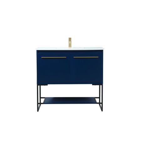 Elegant Lighting Sloane 36" Free Standing Single Basin Vanity Set with Cabinet and Engineered Marble Vanity Top Blue