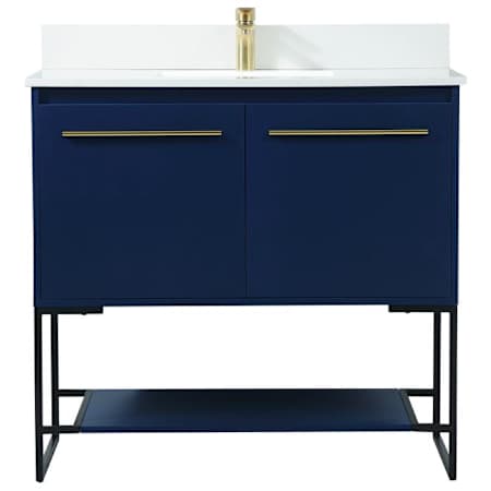 Elegant Lighting Sloane 36" Free Standing Single Basin Vanity Set with Cabinet and Engineered Stone Vanity Top Blue