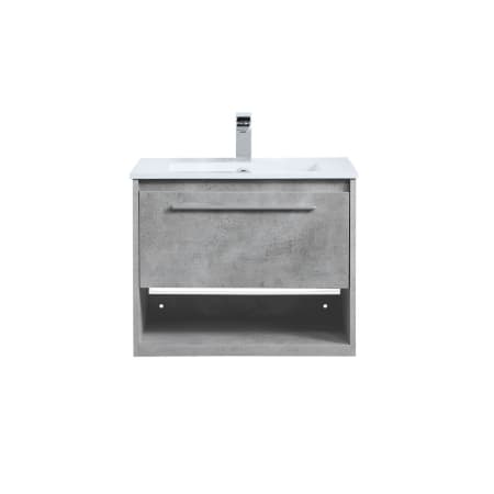 Elegant Lighting Kasper 24" Wall Mounted Single Basin Vanity Set with Cabinet and Resin Vanity Top Concrete Grey