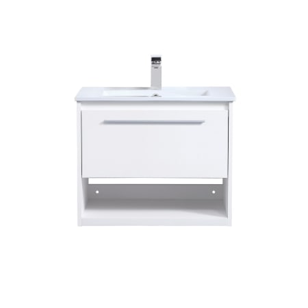 Elegant Lighting Kasper 24" Wall Mounted Single Basin Vanity Set with Cabinet and Resin Vanity Top White