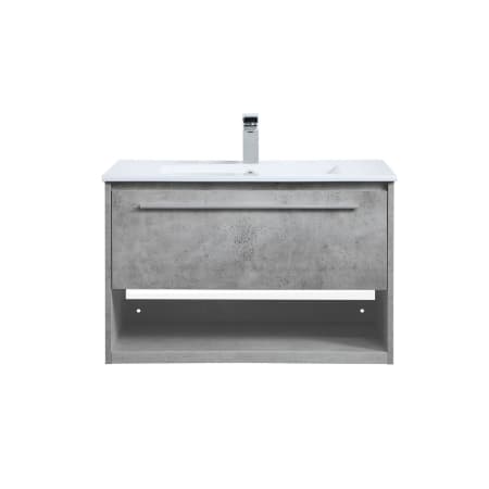 Elegant Lighting Kasper 30" Wall Mounted Single Basin Vanity Set with Cabinet and Resin Vanity Top Concrete Grey
