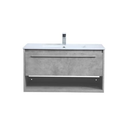 Elegant Lighting Kasper 36" Wall Mounted Single Basin Vanity Set with Cabinet and Resin Vanity Top Concrete Grey
