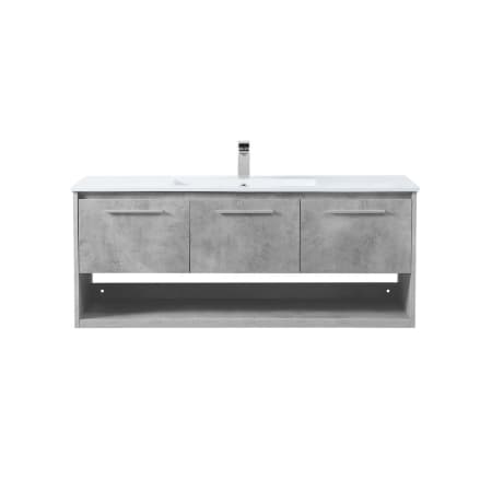 Elegant Lighting Kasper 48" Wall Mounted Single Basin Vanity Set with Cabinet and Resin Vanity Top Concrete Grey