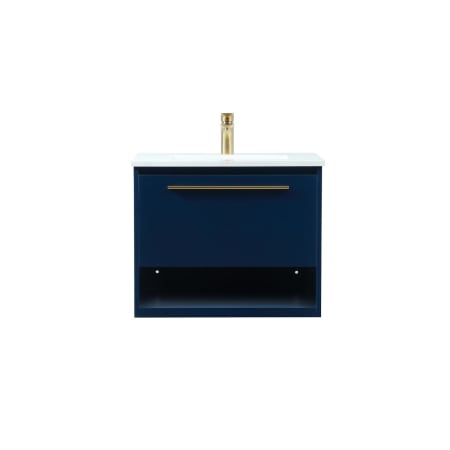 Elegant Lighting Roman 24" Wall Mounted Single Basin Vanity Set with Cabinet and Engineered Marble Vanity Top Blue