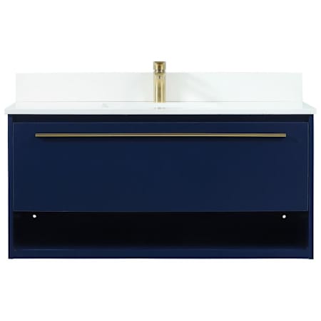 Elegant Lighting Roman 40" Wall Mounted Single Basin Vanity Set with Cabinet and Engineered Stone Vanity Top Blue