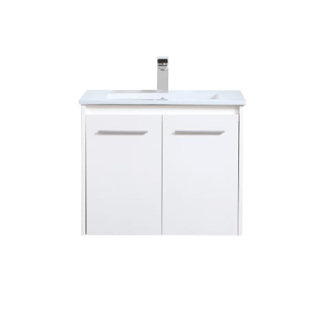 Elegant Lighting Rasina 24" Wall Mounted Single Basin Vanity Set with Cabinet and Resin Vanity Top White